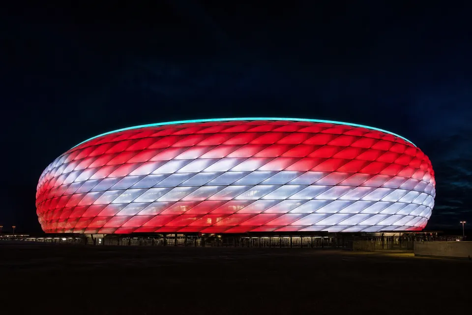 Allianz Arena with illuminated facade