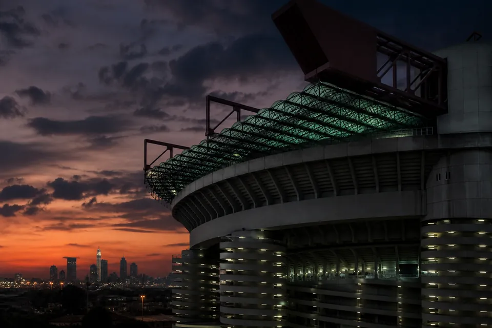 San Siro stadium at dusk