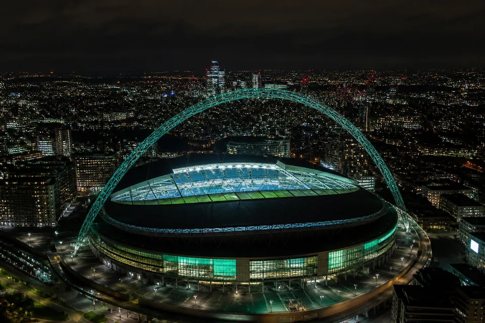 Wembley Stadium arch and pitch